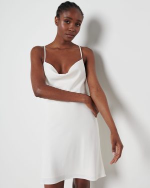 Keisha Backless Cowl Neck Dress - White, 16