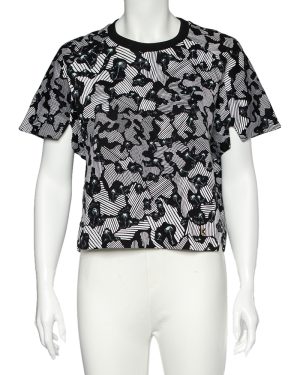 Kenzo Black Abstract Print Cotton Cropped Sweatshirt L