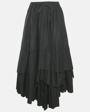 Kenzo Black Cotton Tiered Long Skirt M