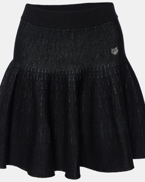 Kenzo Black Wool & Cotton Knit Skater Mini Skirt XS