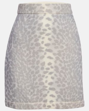 Kenzo Grey Leopard Print Wool Mini Skirt M