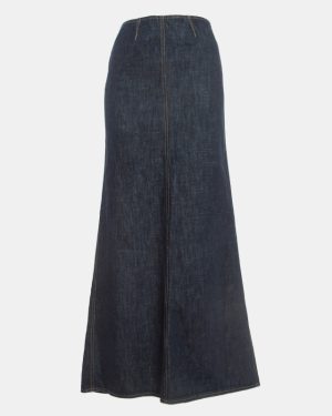 Kenzo Jeans Navy Blue Studded Denim Flared Maxi Skirt S
