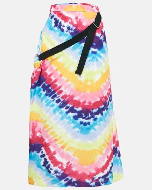 Kenzo Multicolor Tie-Dye Print Satin Belted Midi Skirt M