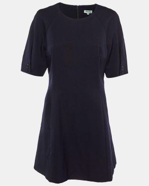 Kenzo Navy Blue Wool Shift Dress L