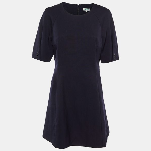 Kenzo Navy Blue Wool Shift Dress L