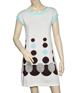 Kenzo Off White Circle Patterned Cotton Knit Shift Dress S