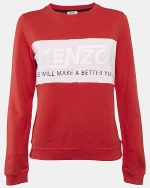 Kenzo Red Logo Embroidery Crewneck Sweatshirt S