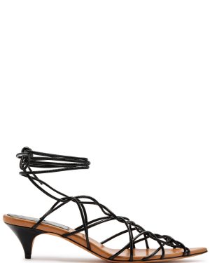 Khaite Arden 45 Patent Leather Lace-up Sandals - Black - 40 (IT40 / UK7)