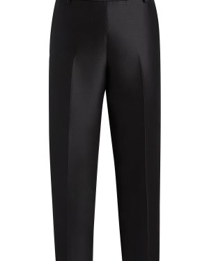 Khaite - Cam Wool-Silk Straight-Leg Pants - Black - US 4 - Moda Operandi