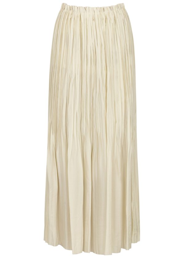 Khaite Cersi Ivory Pleated Maxi Skirt - XS