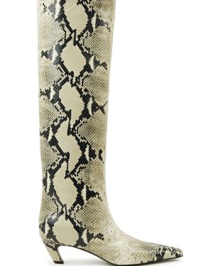 Khaite Davis 50 Python-effect Leather Knee-high Boots - Black White Grey - 4