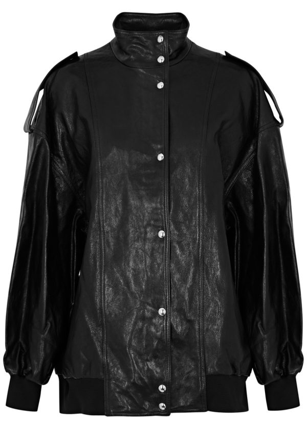 Khaite Farris Leather Bomber Jacket - Black - 4 (UK8 / S)