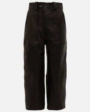 Khaite High-rise straight-leg leather pants