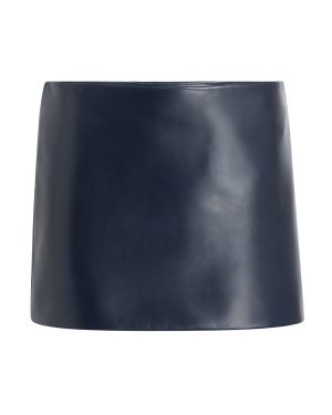 Khaite - Jett Leather Mini Skirt - Navy - US 4 - Moda Operandi