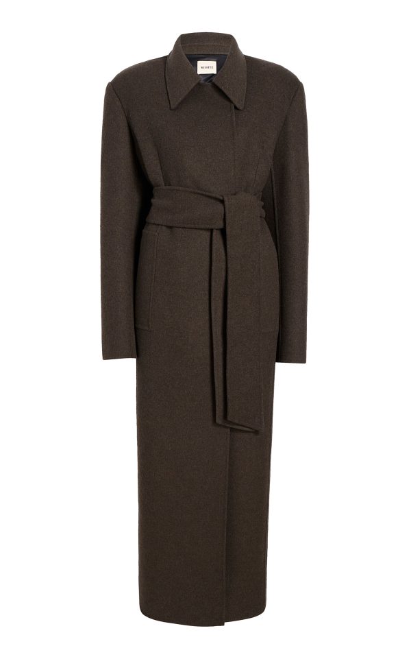Khaite - Lea Belted Double-Faced Wool Coat - Olive - M - Moda Operandi