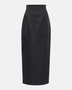 Khaite Loxley high-rise satin pencil skirt