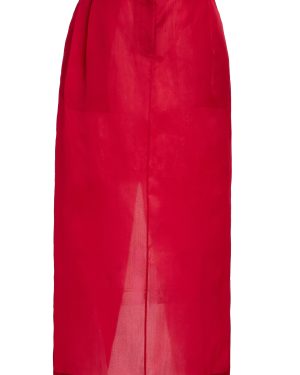 Khaite - Lucian Pleated Silk-Organza Maxi Skirt - Red - US 4 - Moda Operandi