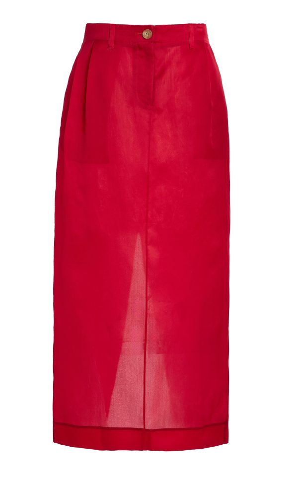 Khaite - Lucian Pleated Silk-Organza Maxi Skirt - Red - US 4 - Moda Operandi