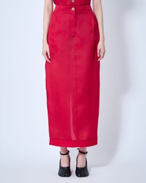 Khaite Lucian Silk Organza Maxi Skirt - Woman Skirts Red Us - 02
