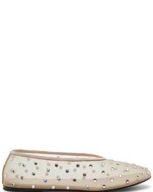 Khaite Marcy Crystal-embellished Mesh Ballet Flats - Nude - 36 (IT36 / UK3)
