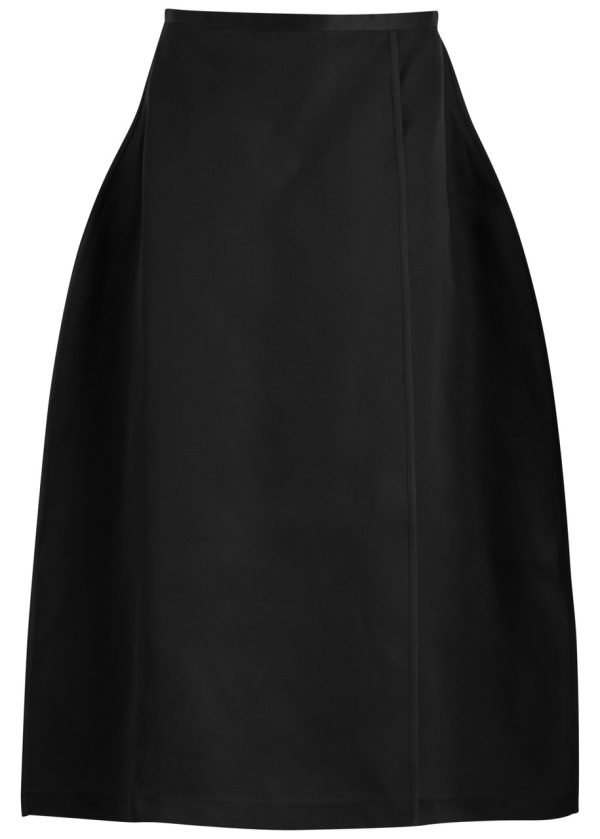 Khaite Mila Wrap-effect Silk-gazar Midi Skirt - Black - 2 (UK6 /xs)