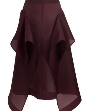 Khaite - Nina Draped Silk-Organza Midi Skirt - Burgundy - US 4 - Moda Operandi