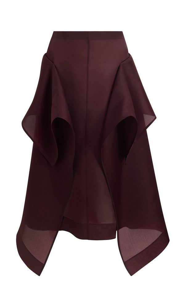 Khaite - Nina Draped Silk-Organza Midi Skirt - Burgundy - US 4 - Moda Operandi