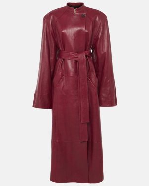 Khaite Rothen leather wrap coat