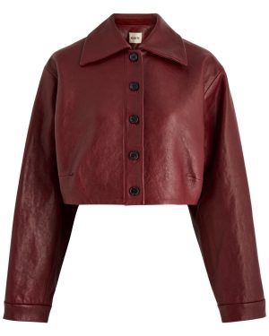 Khaite Sue Cropped Leather Jacket - Dark Red - 4 (UK8 / S)