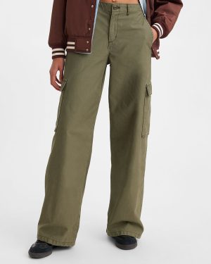 Khaki Baggy Cargo Trousers