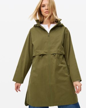 Khaki Hooded Longline Raincoat