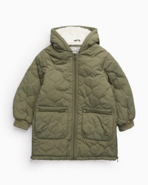 Khaki Khaki Borg Lined Quilted Coat (13-14 Years) - Tu by Sainsbury's