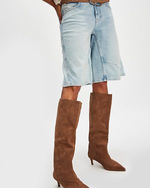 Kiki Kitten Heel Boots by Free People in Tan Suede, Size: US 7.5