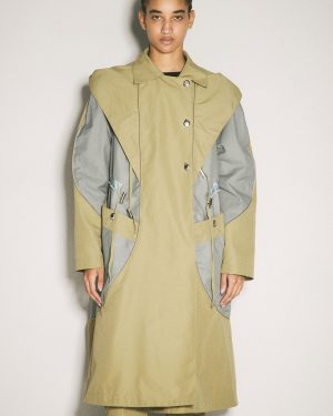 Kiko Kostadinov Herne Hooded Trench Coat - Woman Coats Khaki Fr - 36