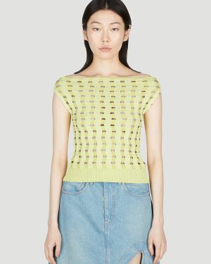 Kiko Kostadinov Off Shoulder Knit Top - Woman Knitwear Green Fr - 40