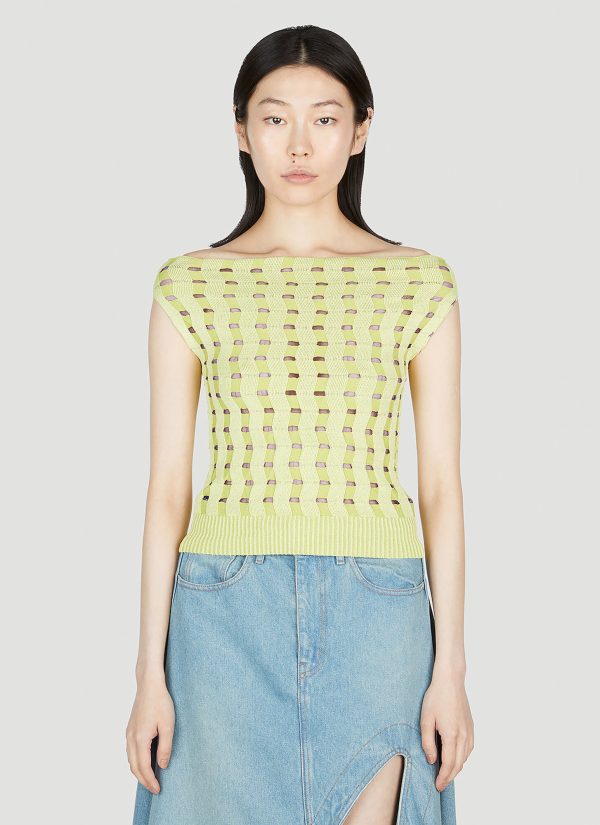 Kiko Kostadinov Off Shoulder Knit Top - Woman Knitwear Green Fr - 40