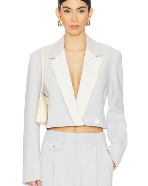 Kimberly Taylor Cara Cropped Blazer in Light Grey. Size M, S, XS.