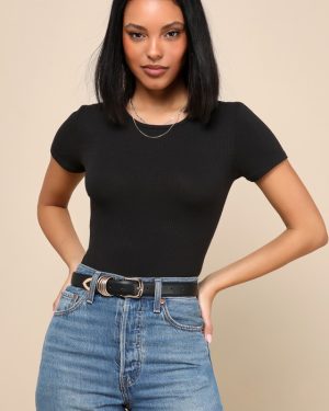 Kinship Black Ribbed Bodysuit