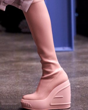Knee High Wedge Boots Elastic Round Toe Knee Length Boots