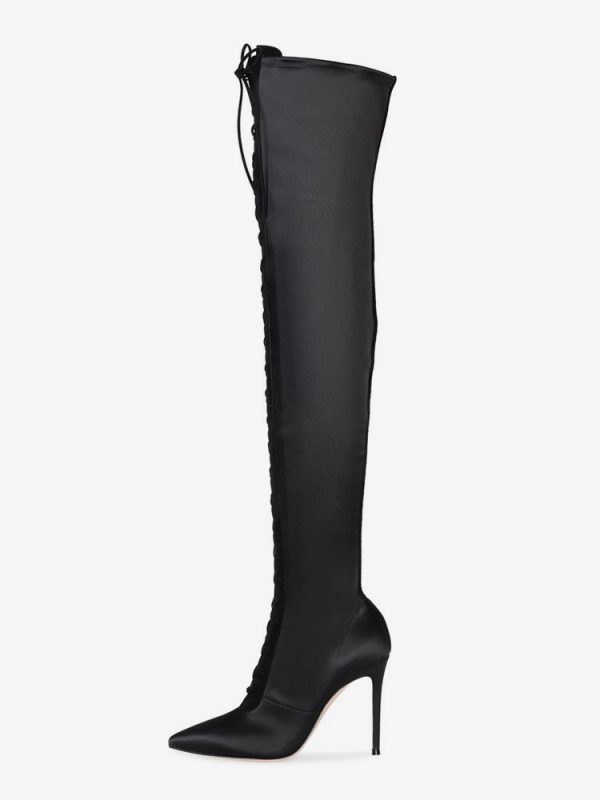 Knee Length Boots Women's Micro Suede Upper Stiletto Heel Knee-High Boots