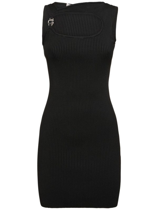 Knitted Cut-out Viscose Mini Dress