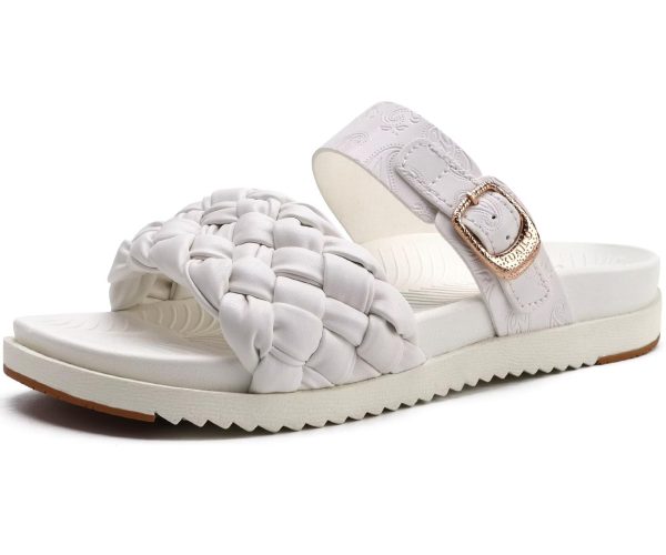 KuaiLu Womens Orthotic Sliders Fashion Dressy Sandals With White 6.5