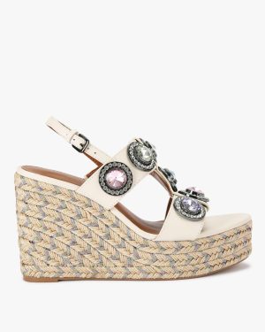 Kurt Geiger London Octavia Espadrille Wedge - Bone Wedge Heel