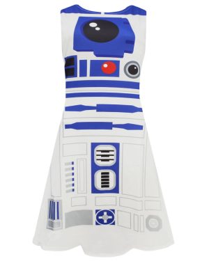 (L, White/Blue) Star Wars Womens/Ladies R2-D2 Cosplay Skater Dress