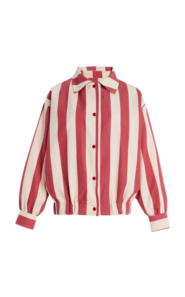 LA VESTE - Parasol Cotton Bomber Jacket - Red - M - Moda Operandi