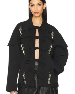 LADO BOKUCHAVA Utility Bow Jacket in Black. Size M, S, XS.