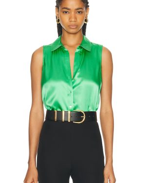 L'AGENCE Emmy Sleeveless Blouse in Island Green - Green. Size XL (also in ).