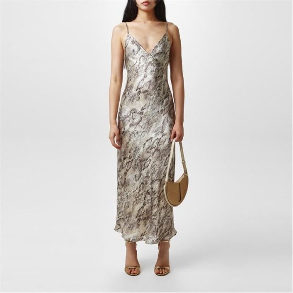 LAGENCE Serdie Silk Slip Dress - Grey