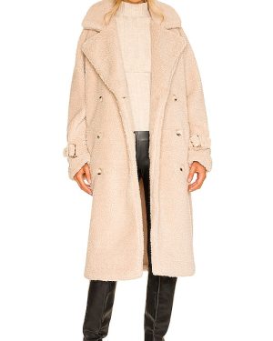 LAMARQUE Malani Faux Fur Coat in Beige. Size M, S.