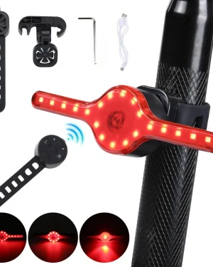 LAOTIE X8 Wireless Remote Bike Turn Taillight 400mAh Battery 7 Light Modes Type-C Rechargeable IPX5 Waterproof Smart Bra